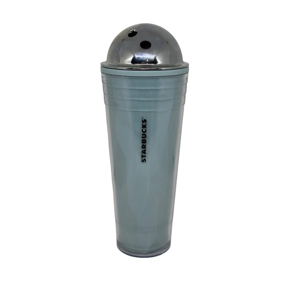 Starbucks 2012 Chiseled Prism Cadet Blue 24oz Venti Tumbler Silver Lid NO STRAW